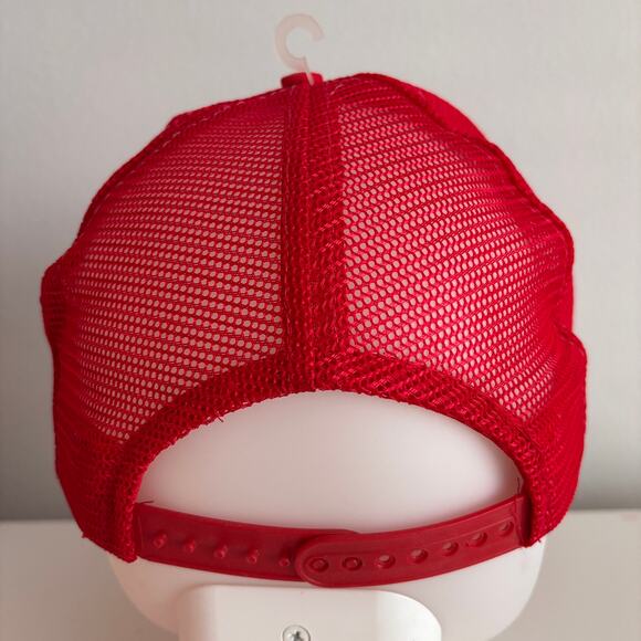 Vtg 80s SAN XAVIER MISSION Trucker Hat Red White Mesh Cap NOS Tucson AZ Church - Picture 4 of 9